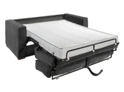 Canapé 3 Places Convertible Express En Velours Côtelé Anthracite - Couchage 140 Cm - Matelas 14 Cm LORETO -Canapé Soldes Boutique canape 14802049