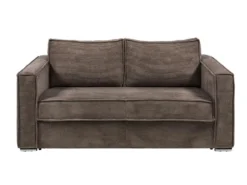 Canapé 3 Places Convertible Express En Velours Côtelé Marron - Couchage 140 Cm - Matelas 22 Cm LORETO -Canapé Soldes Boutique canape 14805073