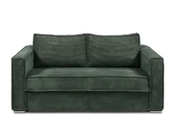 Canapé 3 Places Convertible Express En Velours Côtelé Vert Sapin - Couchage 140 Cm - Matelas 22 Cm LORETO -Canapé Soldes Boutique canape 14806373