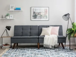 Canapé Convertible 3 Places En Tissu Gris RONNE