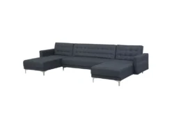 Canapé Panoramique Convertible En Tissu Gris Foncé 5 Places ABERDEEN -Canapé Soldes Boutique canape 14825863