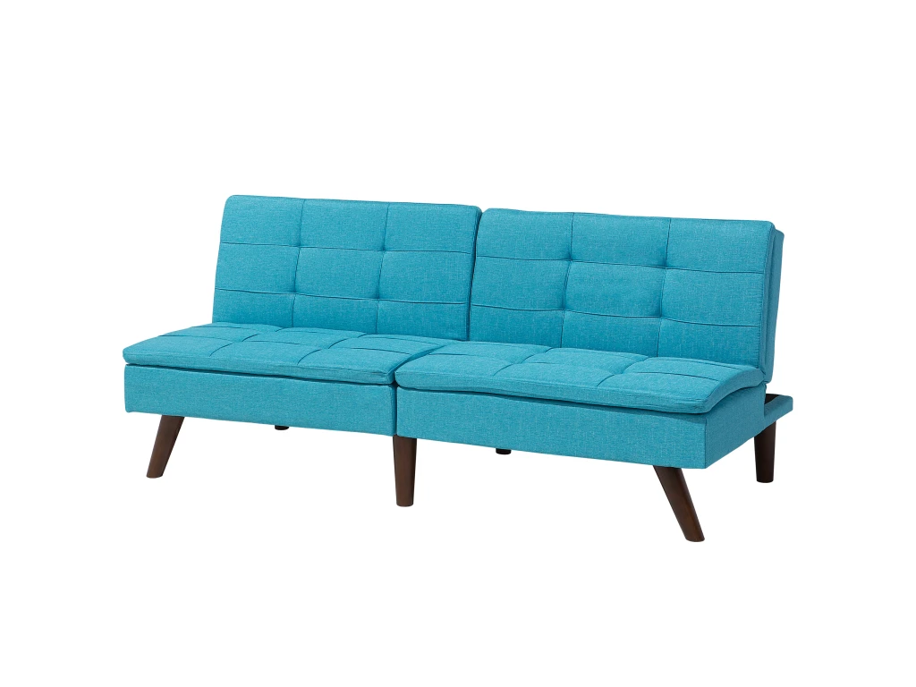 Canapé Convertible 3 Places En Tissu Bleu Turquoise RONNE 4 Canapé Convertible 3 Places En Tissu Bleu Turquoise RONNE – Image 4