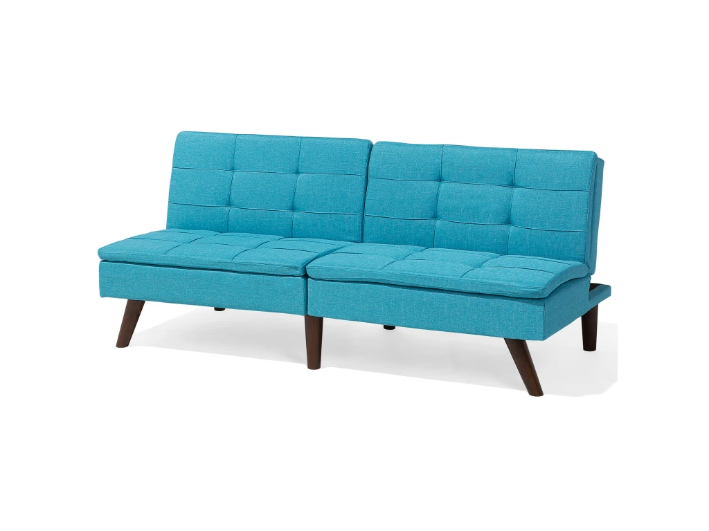 Canapé Convertible 3 Places En Tissu Bleu Turquoise RONNE 5 Canapé Convertible 3 Places En Tissu Bleu Turquoise RONNE – Image 5