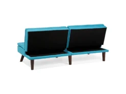 Canapé Convertible 3 Places En Tissu Bleu Turquoise RONNE 13 Canapé Convertible 3 Places En Tissu Bleu Turquoise RONNE -Canapé Soldes Boutique canape 14826015