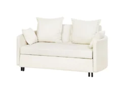 Canapé Convertible 2 Places En Tissu Beige HOVIN -Canapé Soldes Boutique canape 14826163