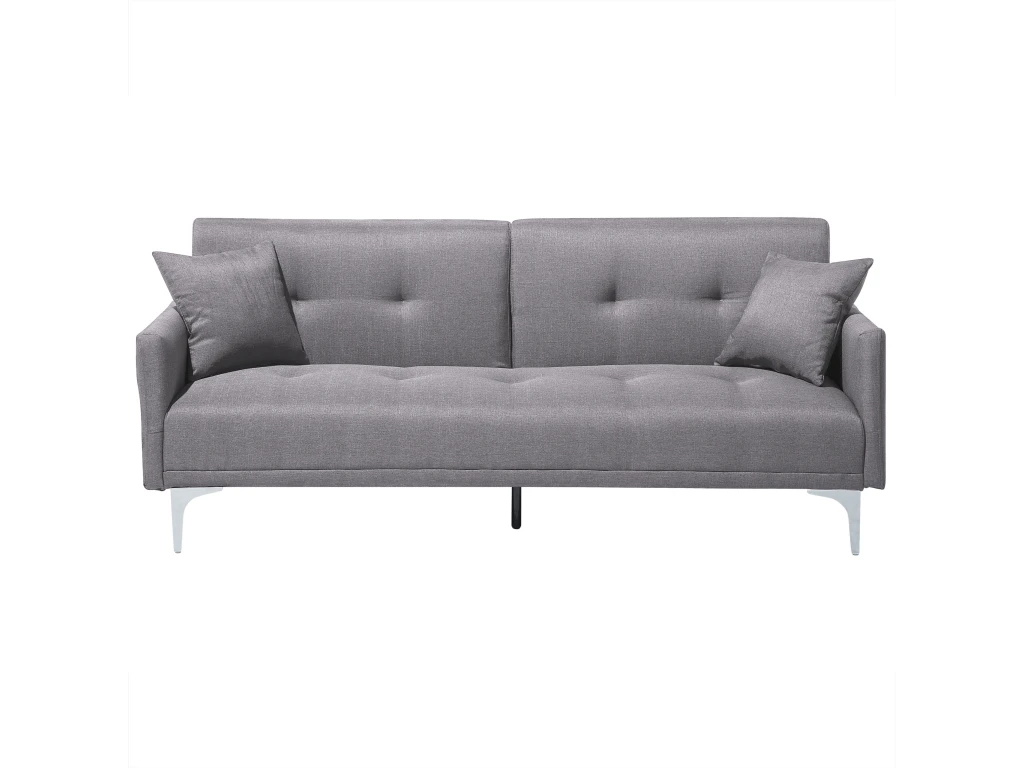 Canapé Convertible 3 Places En Tissu Gris LUCAN 2 Canapé Convertible 3 Places En Tissu Gris LUCAN – Image 2