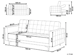 Canapé Convertible 3 Places En Tissu Gris Foncé ABERDEEN -Canapé Soldes Boutique canape 14826405