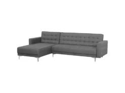 Canapé Angle Droite Convertible En Tissu Gris 4 Places ABERDEEN -Canapé Soldes Boutique canape 14826739