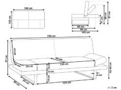 Canapé Convertible 2 Places En Tissu Gris Clair YORK -Canapé Soldes Boutique canape 14826809