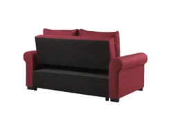 Canapé 2 Places Convertible En Tissu Rouge Bordeaux SILDA -Canapé Soldes Boutique canape 14828475