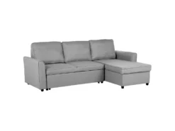 Canapé Angle Côté Gauche Convertible En Tissu Gris Clair 3 Places NESNA -Canapé Soldes Boutique canape 14828787