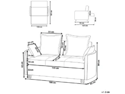 Canapé Convertible 2 Places En Tissu Gris HOVIN -Canapé Soldes Boutique canape 14829187