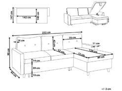 Canapé Angle à Gauche Convertible 4 Places En Tissu Gris Foncé FLAKK -Canapé Soldes Boutique canape 14829209
