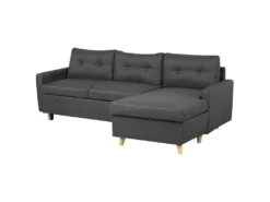 Canapé Angle à Gauche Convertible 4 Places En Tissu Gris Foncé FLAKK -Canapé Soldes Boutique canape 14829213