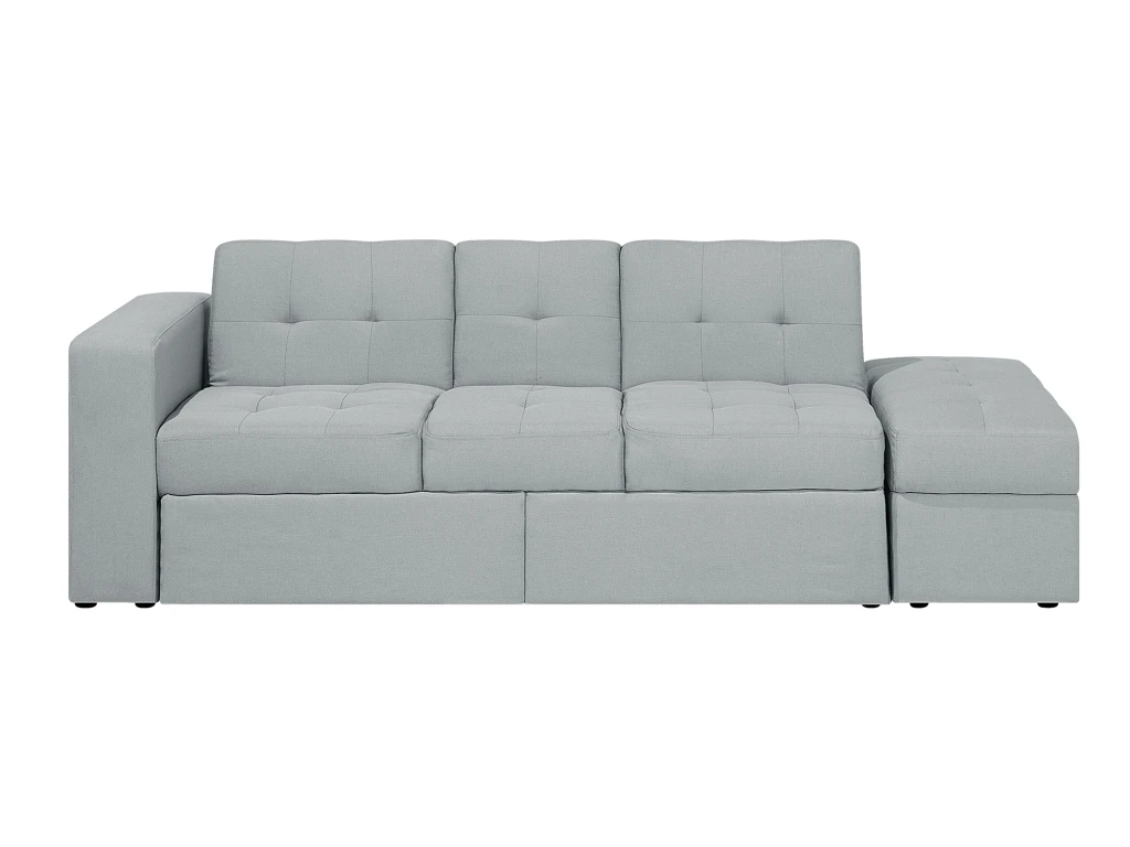 Canapé Convertible 3 Places En Tissu Gris Clair FALSTER 2 Canapé Convertible 3 Places En Tissu Gris Clair FALSTER – Image 2
