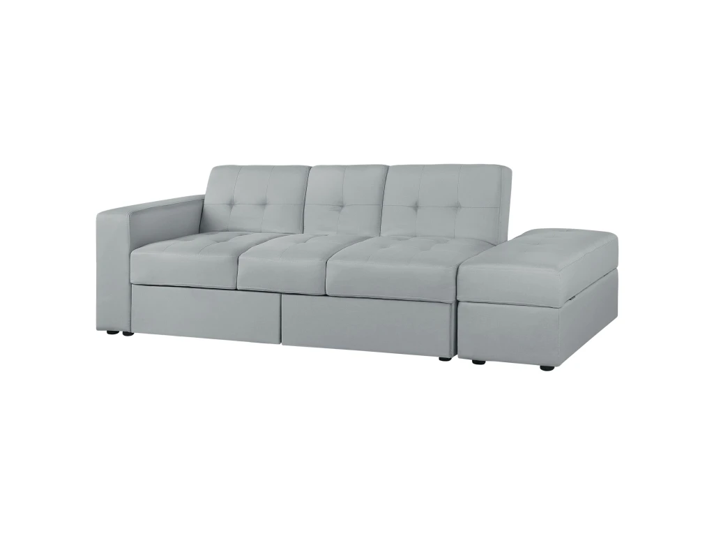 Canapé Convertible 3 Places En Tissu Gris Clair FALSTER 6 Canapé Convertible 3 Places En Tissu Gris Clair FALSTER – Image 6