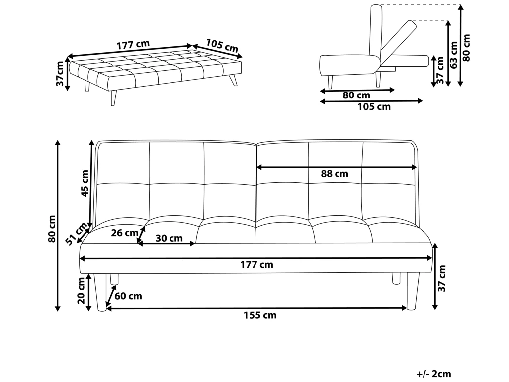 Canapé Convertible 3 Places En Tissu Gris Clair SILJAN 3 Canapé Convertible 3 Places En Tissu Gris Clair SILJAN – Image 3