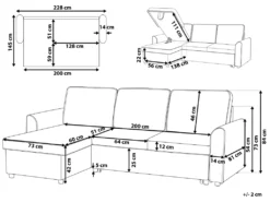 Canapé Angle Côté Droit Convertible En Tissu Noir 3 Places NESNA -Canapé Soldes Boutique canape 14878719