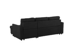 Canapé Angle Côté Droit Convertible En Tissu Noir 3 Places NESNA -Canapé Soldes Boutique canape 14878725