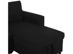 Canapé Angle Côté Droit Convertible En Tissu Noir 3 Places NESNA -Canapé Soldes Boutique canape 14878727