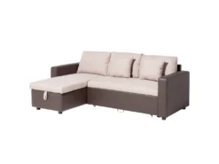 Canapé Angle Droite Convertible 3 Places En Tissu Beige Et Marron TAMPERE 13 Canapé Angle Droite Convertible 3 Places En Tissu Beige Et Marron TAMPERE -Canapé Soldes Boutique canape 14879063