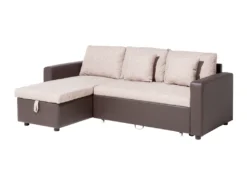 Canapé Angle Droite Convertible 3 Places En Tissu Beige Et Marron TAMPERE 14 Canapé Angle Droite Convertible 3 Places En Tissu Beige Et Marron TAMPERE -Canapé Soldes Boutique canape 14879065