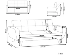 Canapé Convertible 3 Places En Tissu Gris FLORLI -Canapé Soldes Boutique canape 14926173