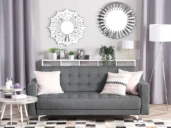 Canapé Convertible 3 Places En Tissu Gris Clair ABERDEEN