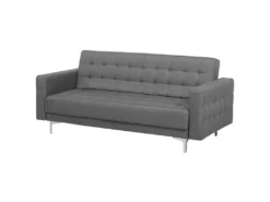 Canapé Convertible 3 Places En Tissu Gris Clair ABERDEEN -Canapé Soldes Boutique canape 14927087