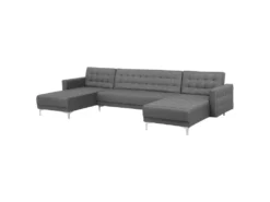 Canapé En Forme De U Convertible En Tissu Gris Clair ABERDEEN 15 Canapé En Forme De U Convertible En Tissu Gris Clair ABERDEEN -Canapé Soldes Boutique canape 14927341