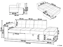 Canapé Convertible 3 Places En Tissu Bleu Marine FALSTER -Canapé Soldes Boutique canape 14927719