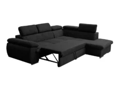 Canapé D'angle Convertible En Tissu Avec Coffre De Rangement FABIEN - Noir - Angle Droit -Canapé Soldes Boutique canape 14929107