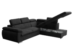 Canapé D'angle Convertible En Tissu Avec Coffre De Rangement FABIEN - Noir - Angle Droit -Canapé Soldes Boutique canape 14929109