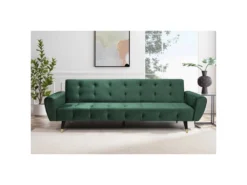 Ontario Velours Vert - Canapé Convertible 3 Places Vert