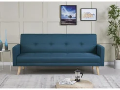 Wooden - Canapé Scandinave Convertible 3 Places Bleu Canard