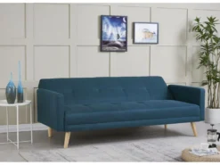 Wooden - Canapé Scandinave Convertible 3 Places Bleu Canard -Canapé Soldes Boutique canape 14978693