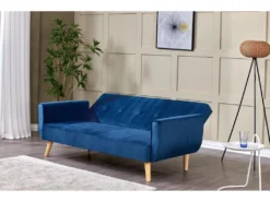 BERLIN - Canapé Scandinave Convertible 3 Places Velours Bleu Nuit 12 BERLIN - Canapé Scandinave Convertible 3 Places Velours Bleu Nuit -Canapé Soldes Boutique canape 15000435