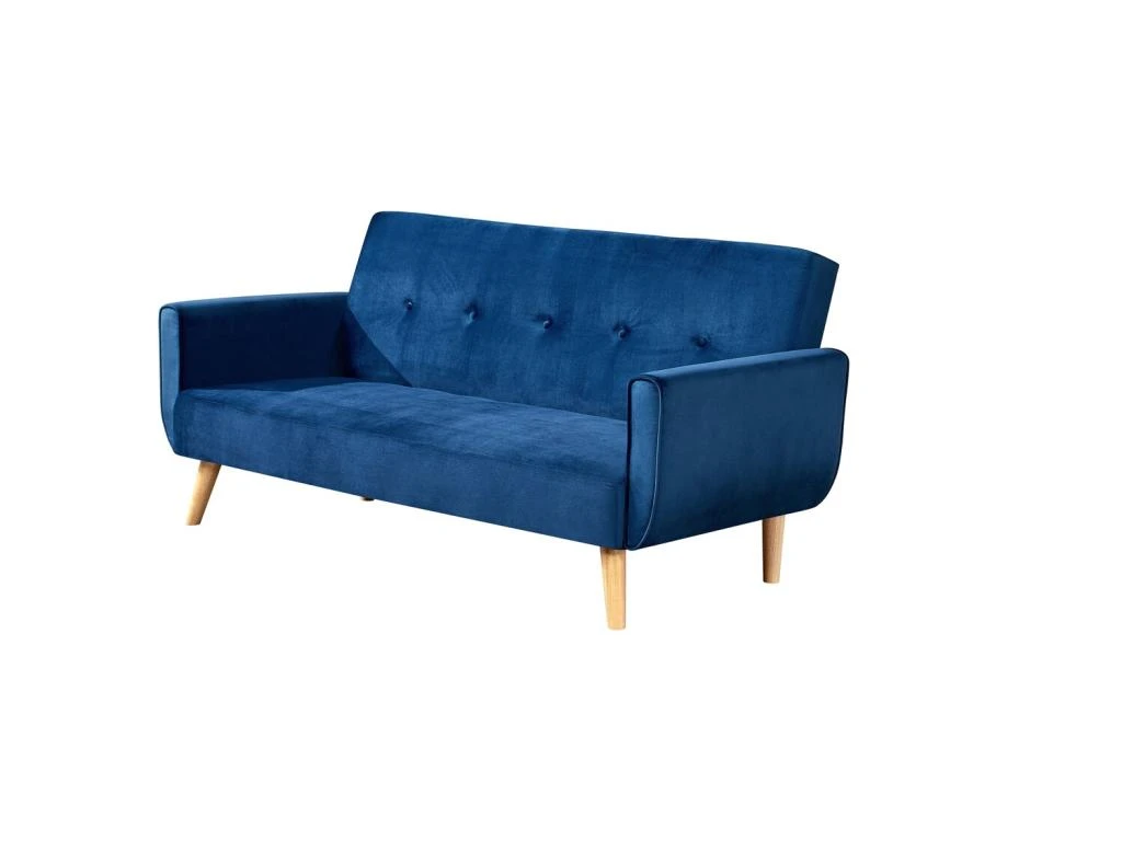 BERLIN - Canapé Scandinave Convertible 3 Places Velours Bleu Nuit 10 BERLIN - Canapé Scandinave Convertible 3 Places Velours Bleu Nuit – Image 10