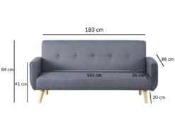 Berlin Gris : Canapé Scandinave Convertible 3 Places Gris -Canapé Soldes Boutique canape 15000491