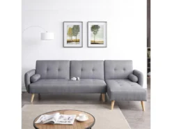 Leskä Gris : Canapé Scandinave Convertible 3 Places Gris