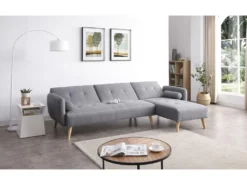 Leskä Gris : Canapé Scandinave Convertible 3 Places Gris -Canapé Soldes Boutique canape 15000537