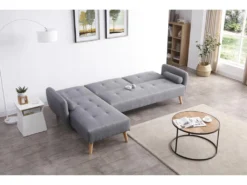 Leskä Gris : Canapé Scandinave Convertible 3 Places Gris -Canapé Soldes Boutique canape 15000541