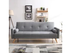 Wooden : Canapé Scandinave Convertible 3 Places Gris
