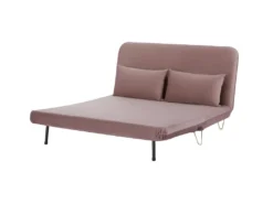 Banquette Convertible 2 Places - Velours Rose Pieds Doré - Style Scandinave - L 130 X P 90 X H 81 Cm - DEPLO -Canapé Soldes Boutique canape 15019161