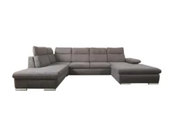 Canapé D'angle Panoramique Convertible En Tissu SUNTER - Anthracite - Angle Droit -Canapé Soldes Boutique canape 15123287