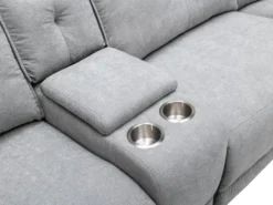 Canapé D'angle Panoramique Relax électrique En Tissu Gris BENJAMIN -Canapé Soldes Boutique canape 15289029