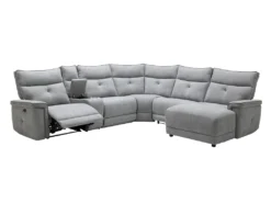 Canapé D'angle Panoramique Relax électrique En Tissu Gris BENJAMIN -Canapé Soldes Boutique canape 15289043
