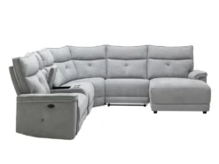 Canapé D'angle Panoramique Relax électrique En Tissu Gris BENJAMIN -Canapé Soldes Boutique canape 15289069