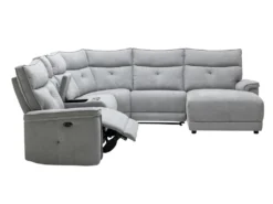 Canapé D'angle Panoramique Relax électrique En Tissu Gris BENJAMIN -Canapé Soldes Boutique canape 15289079