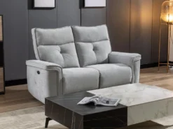 Canapé 2 Places Relax électrique En Tissu Gris BENJAMIN -Canapé Soldes Boutique canape 15290065